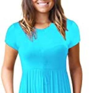 HAOMEILI Women's Short Sleeve Loose Plain Long Maxi Casual Dresses with Pockets